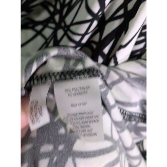 Calvin Klein Black White Abstract Print Cowl Neck Sleeveless Blouse Stretch Wome - Picture 4 of 5